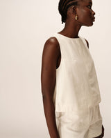 Top court large en coton ecru Pepino