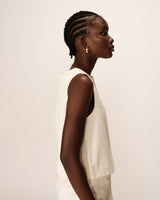 Top court large en coton ecru Pepino