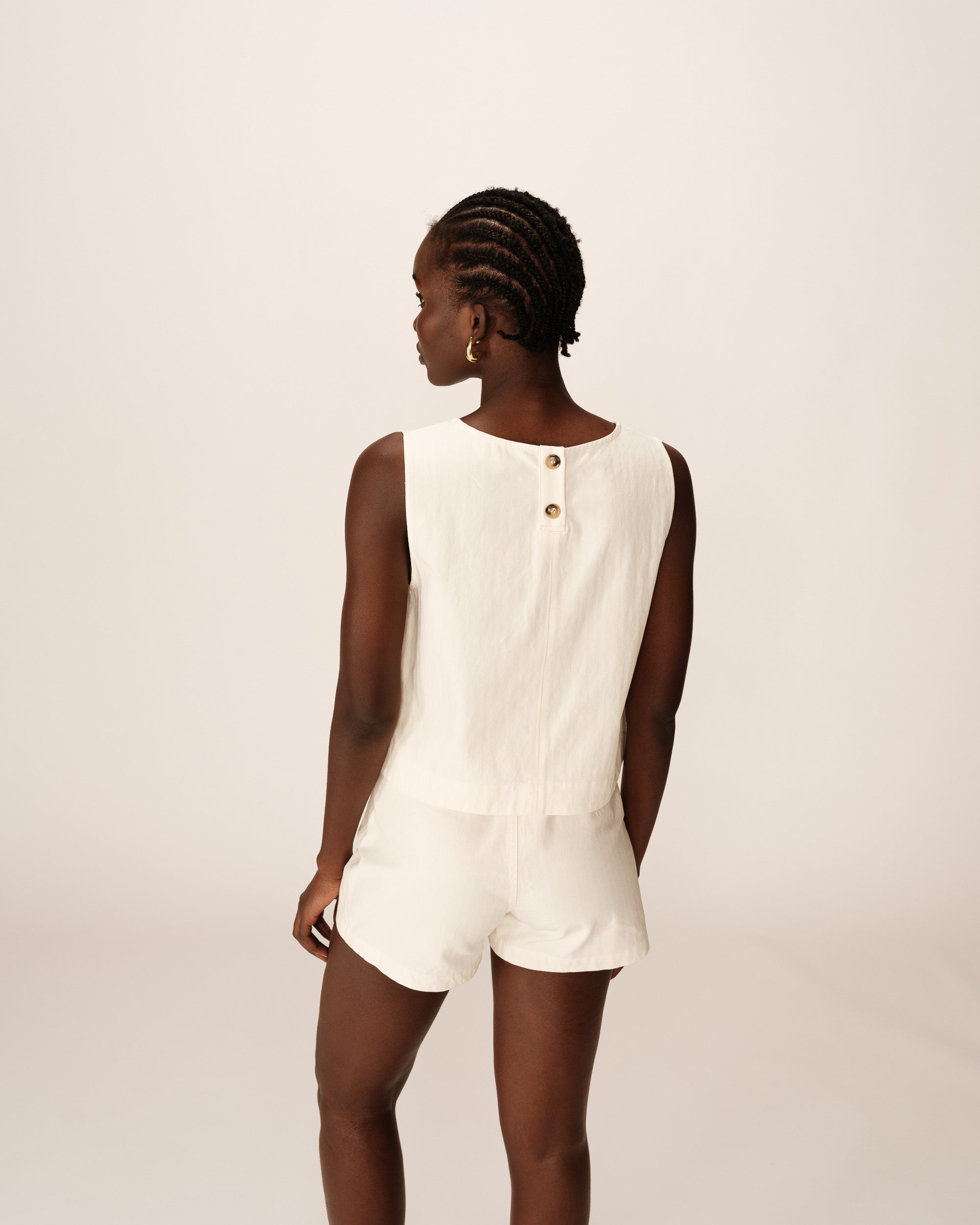 Top court large en coton ecru Pepino