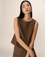 Top court large en coton kaki Pepino