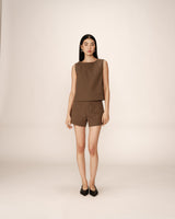 Top court large en coton kaki Pepino