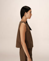 Top court large en coton kaki Pepino