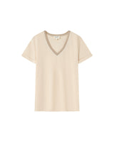 V-neck lurex top beige Pepito_13192