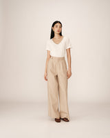 V-neck lurex top ecru Pepito_13192