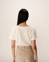 V-neck lurex top ecru Pepito_13192