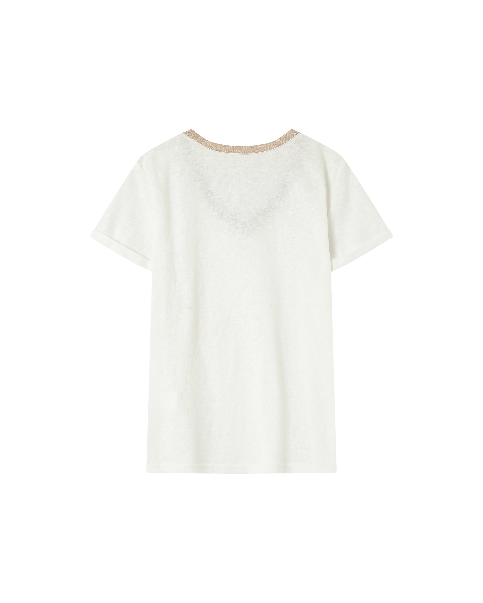 V-neck lurex top ecru Pepito_13192