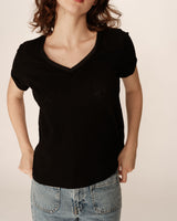 V-neck lurex top black Pepito_13192