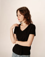 V-neck lurex top black Pepito_13192