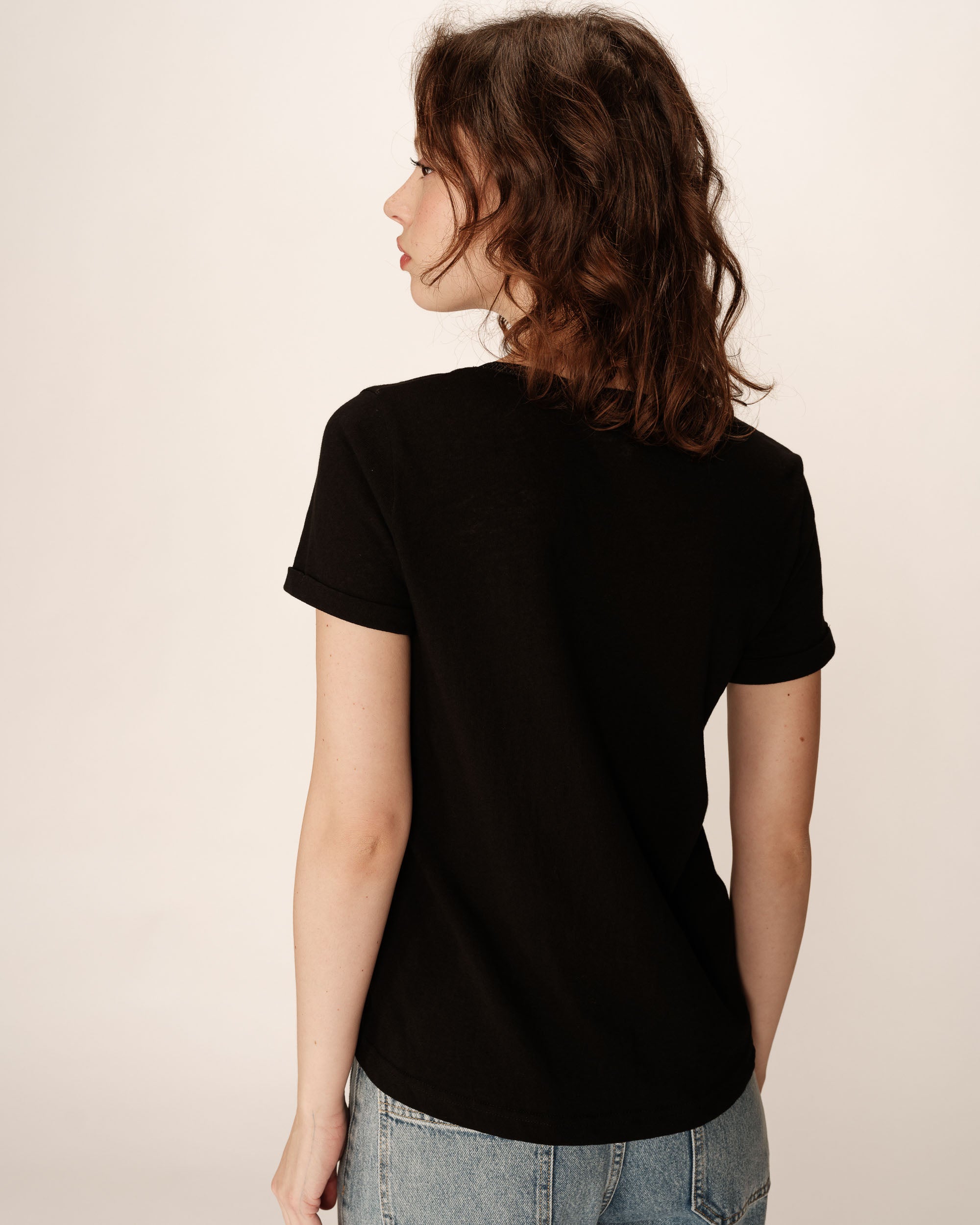 V-neck lurex top black Pepito_13192