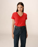 V-neck lurex top red Pepito_13192
