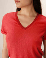 V-neck lurex top red Pepito_13192