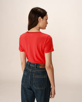 V-neck lurex top red Pepito_13192