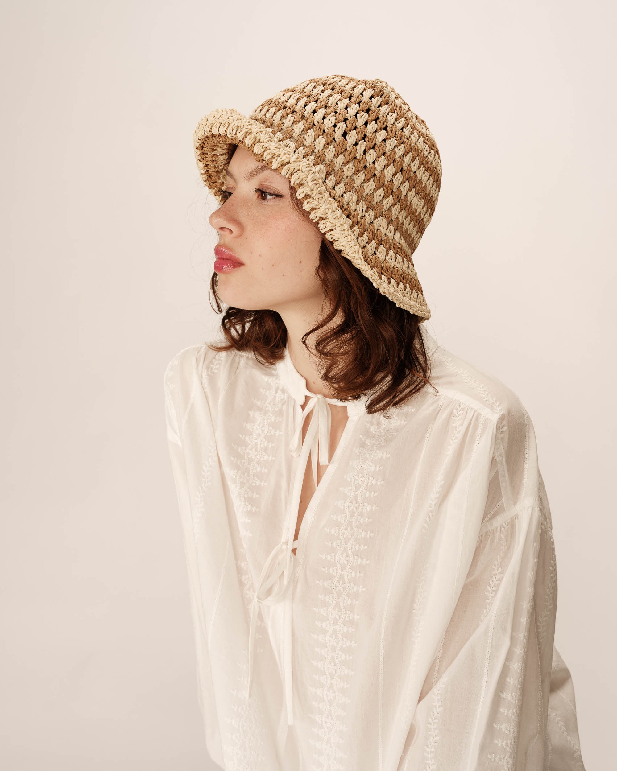 Raphia bucket hat beige Pepper