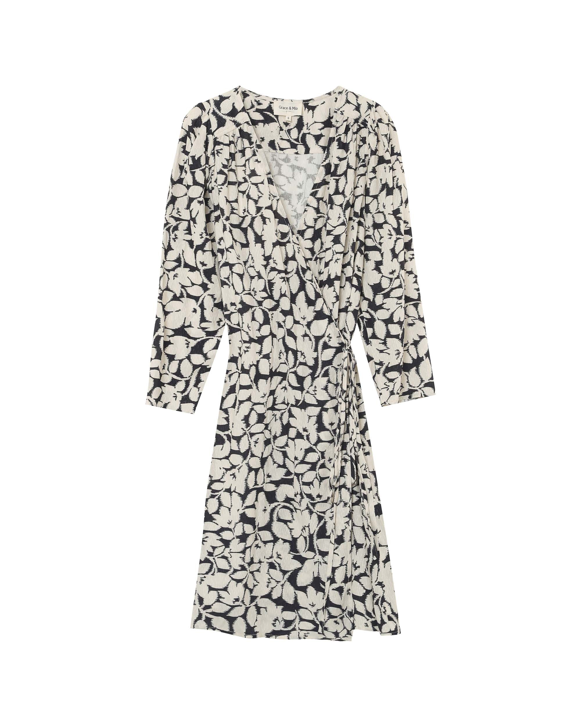 Robe portefeuille nouée noir Percy