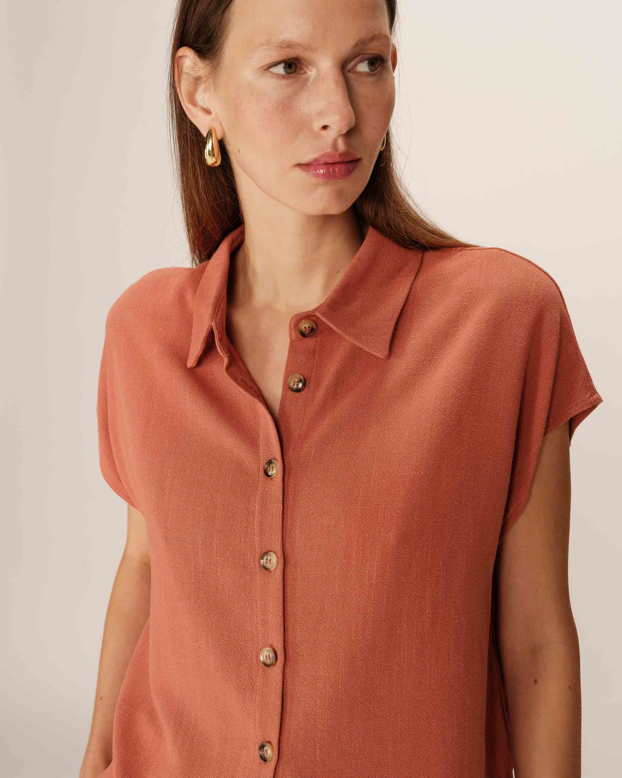 Short-sleeved shirt terracotta Perez_13104