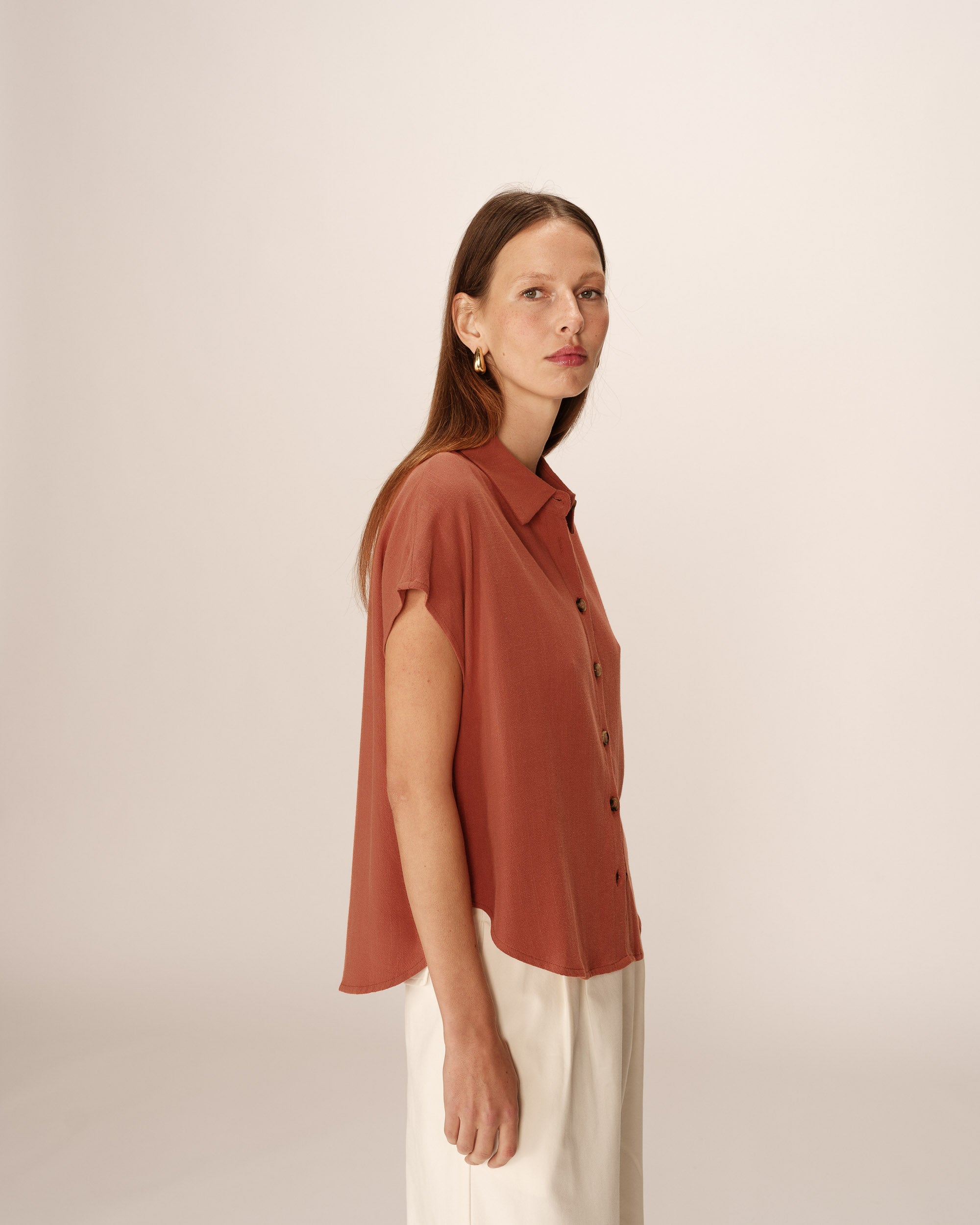 Short-sleeved shirt terracotta Perez_13104