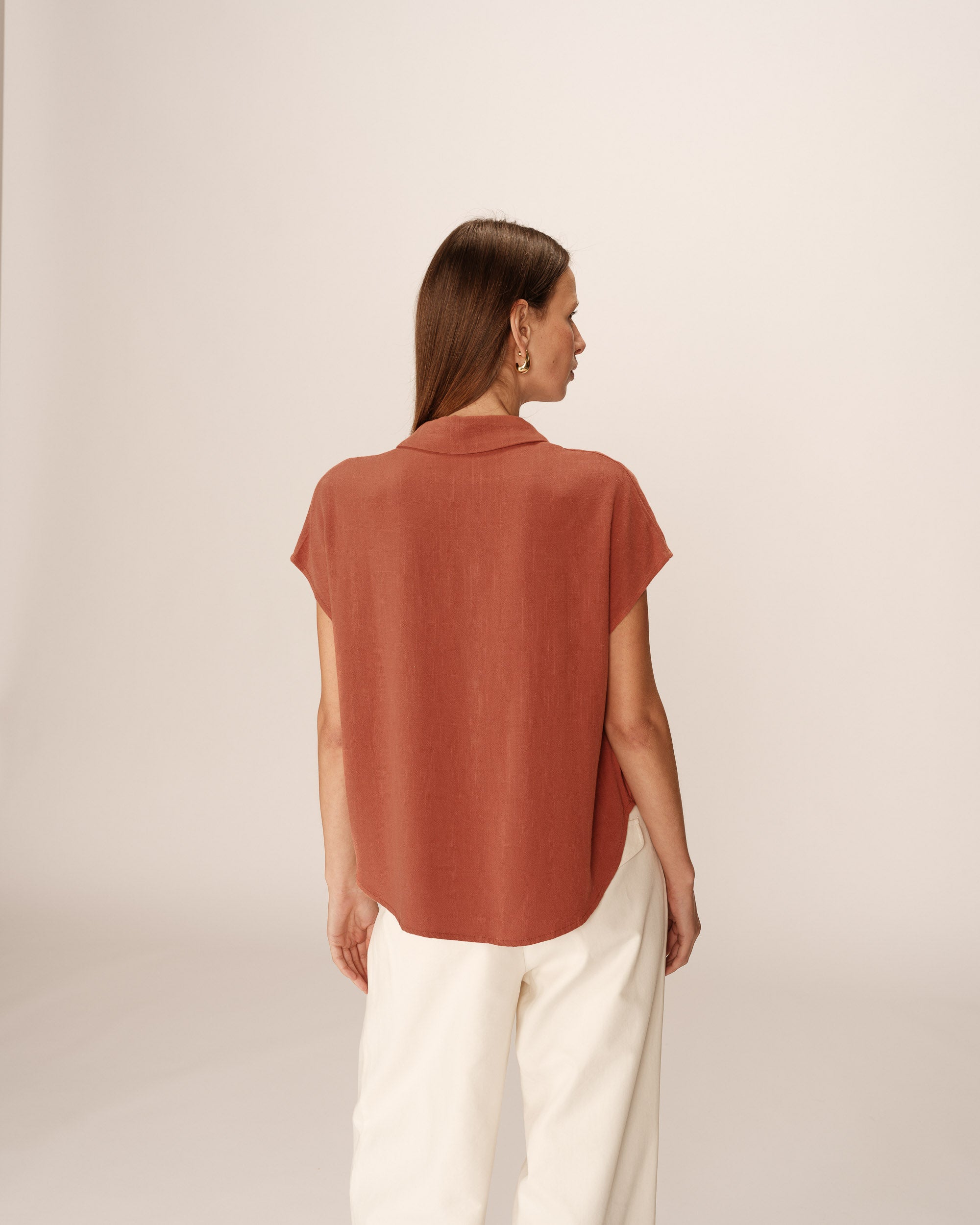 Short-sleeved shirt terracotta Perez_13104