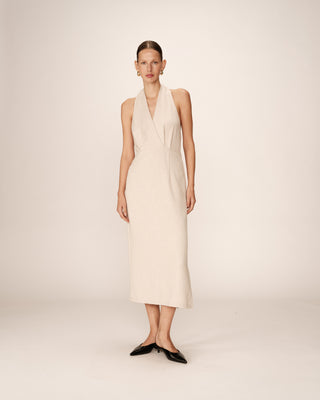 ROBE MI-LONGUE BEIGE PERLA