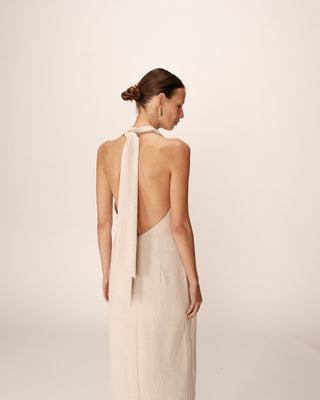 ROBE MI-LONGUE BEIGE PERLA