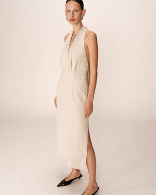 ROBE MI-LONGUE BEIGE PERLA