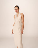 Robe mi-longue dos nu beige Perla