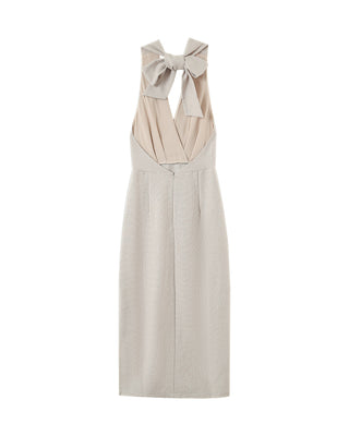 ROBE MI-LONGUE BEIGE PERLA