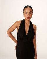 Robe mi-longue dos nu noir Perla