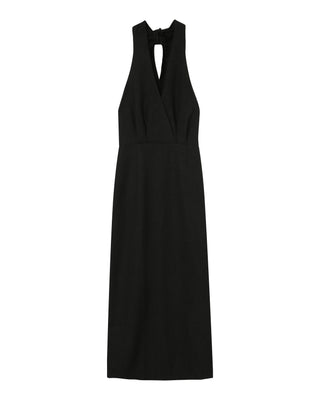 ROBE MI-LONGUE NOIR PERLA