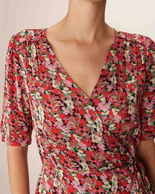 ROBE LONGUE ROUGE PERLINE