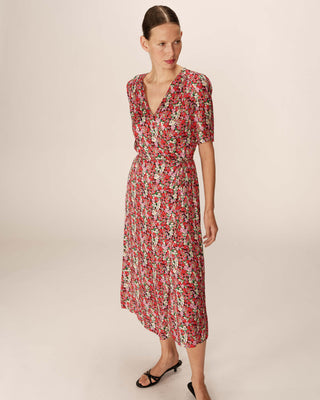 ROBE LONGUE ROUGE PERLINE