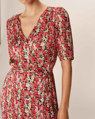ROBE LONGUE ROUGE PERLINE