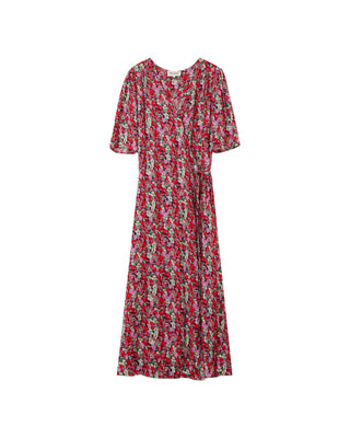 ROBE LONGUE ROUGE PERLINE