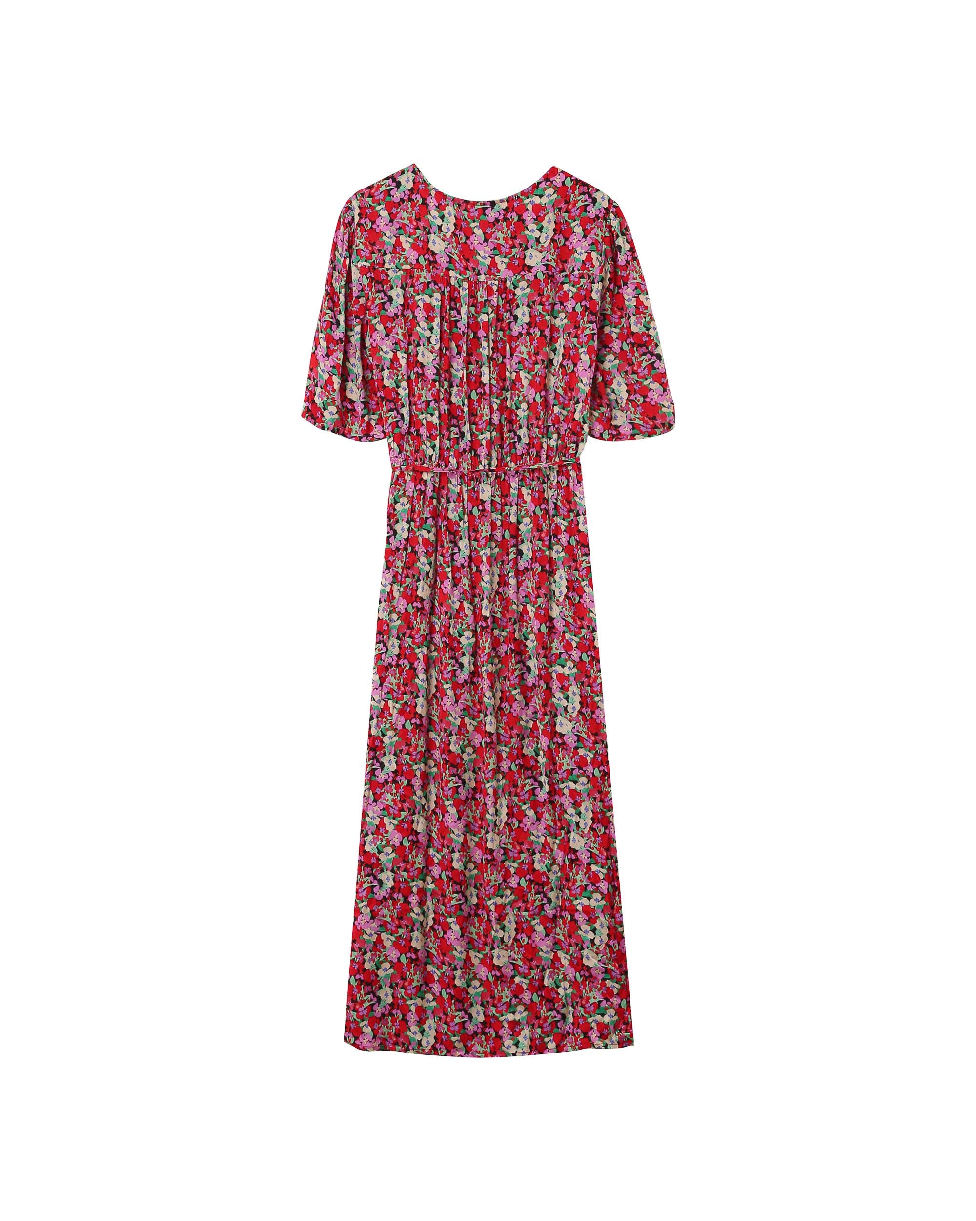 Robe longue portefeuille rouge Perline