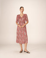 Robe longue portefeuille rouge Perline
