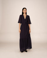 Robe longue trapÃƒÂ¨ze marine Perse