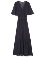 Robe longue trapÃƒÂ¨ze marine Perse