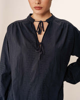 Embroidered collar blouse navy Persia