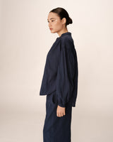 Embroidered collar blouse navy Persia