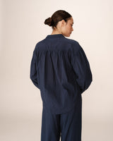 Embroidered collar blouse navy Persia