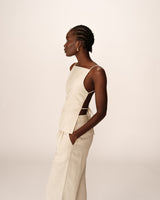 Top dos nu en lin et coton beige Pesto