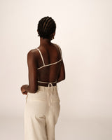 Top dos nu en lin et coton beige Pesto