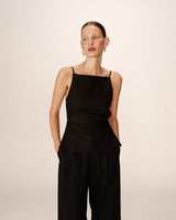 Top dos nu en lin et coton noir Pesto