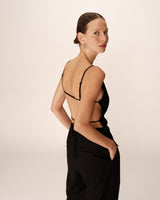 Top dos nu en lin et coton noir Pesto