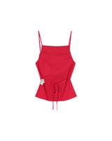 Top dos nu en lin et coton rouge Pesto