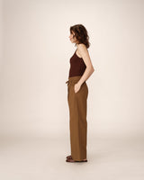 Pantalon large elastique marron Peterson