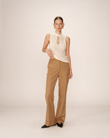 Top decollete en dentelle ecru Petite