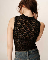 Top decollete en dentelle noir Petite