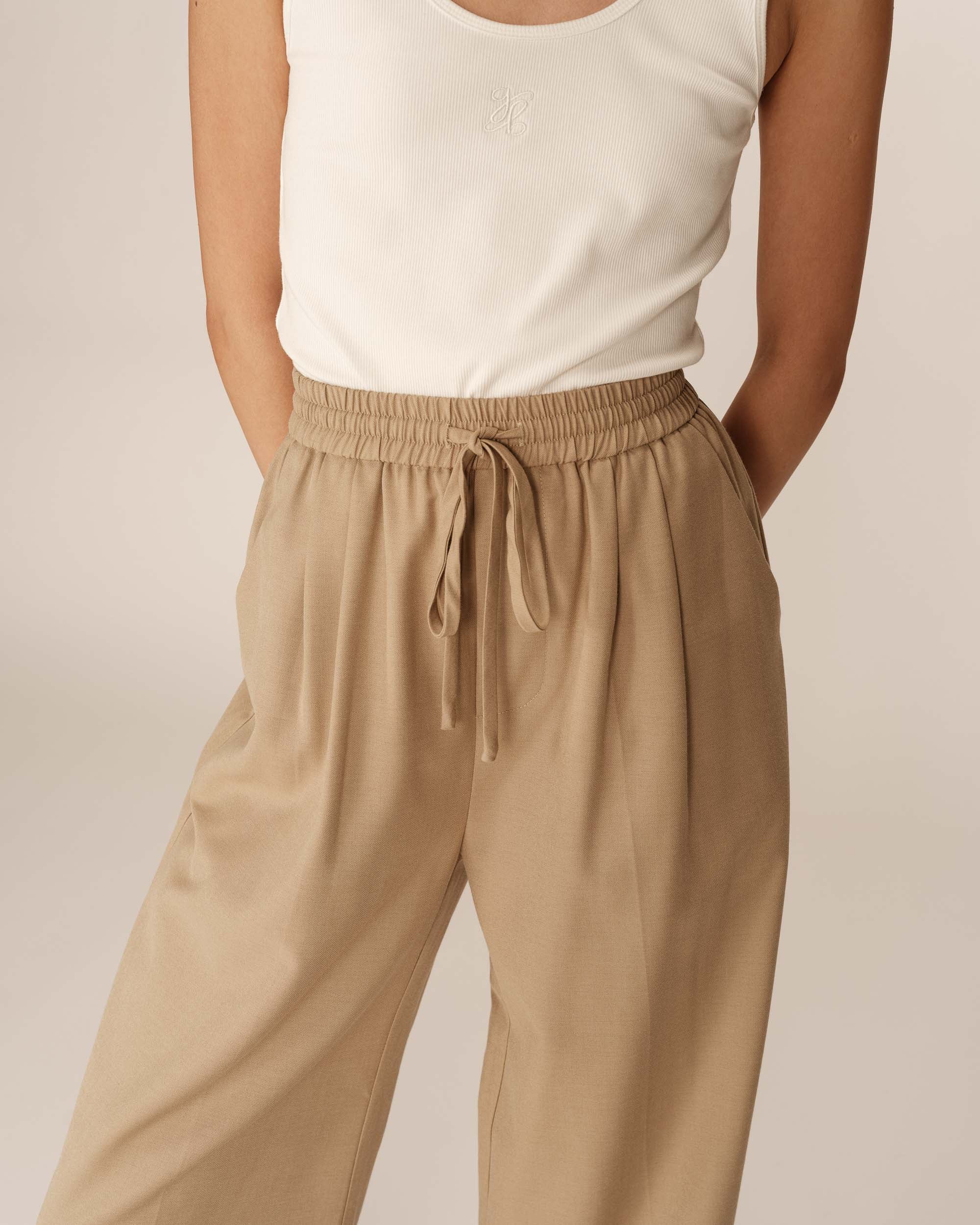 Pantalon tailleur elastique beige Petro
