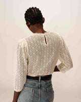 3/4 sleeve lace top ecru Phedre