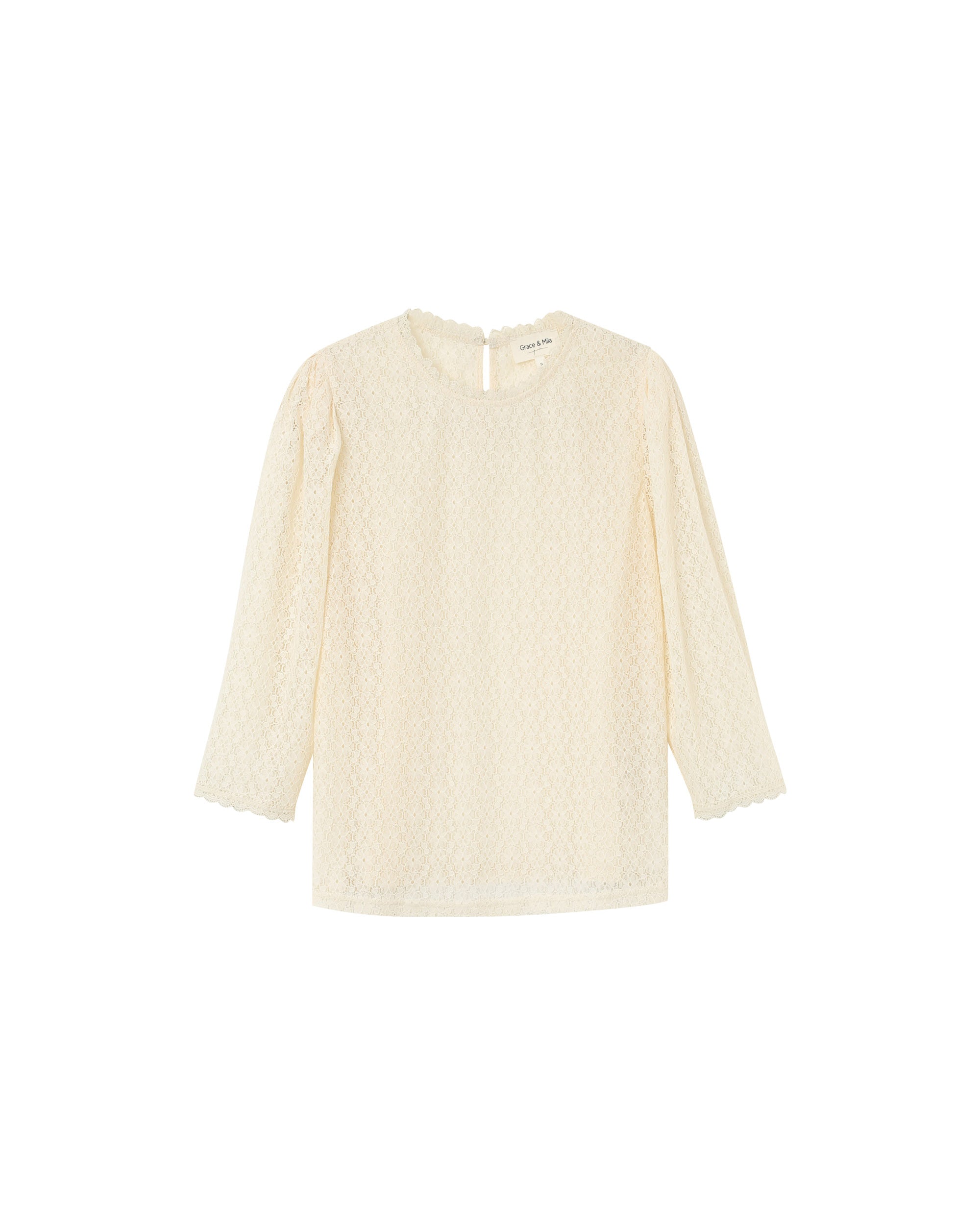 3/4 sleeve lace top ecru Phedre